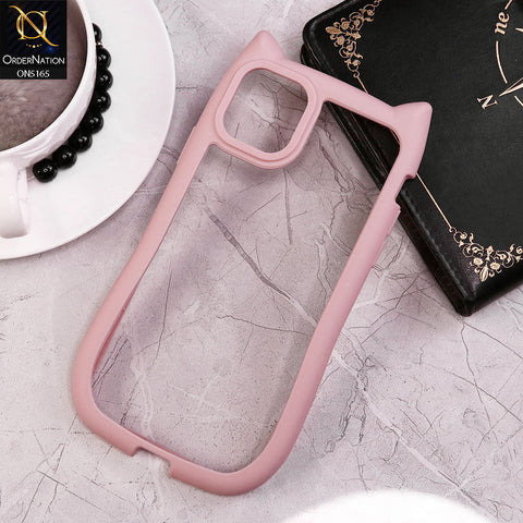 iPhone 11 Cover - Pink - Cute 3D Kawaii Cartoon Ears Clear Back Color Soft Borders Case
