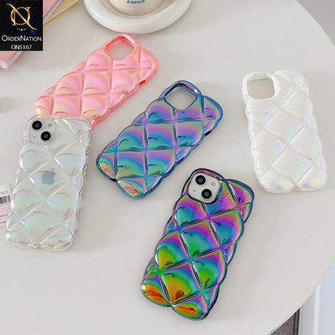 iPhone 12 Pro Max Cover - Pink - 3D Gradient Holographic Puffer Cube Soft Protective Case