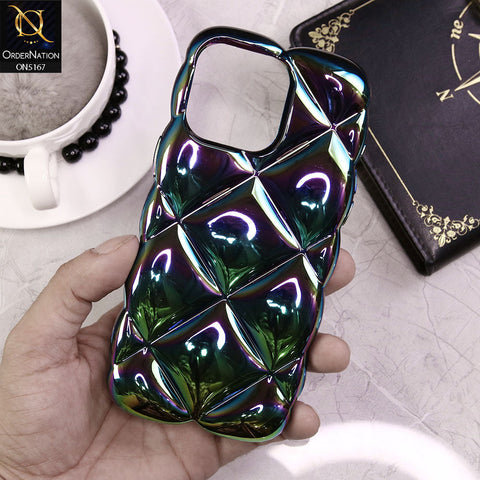 iPhone 13 Pro Max Cover - Black - 3D Gradient Holographic Puffer Cube Soft Protective Case