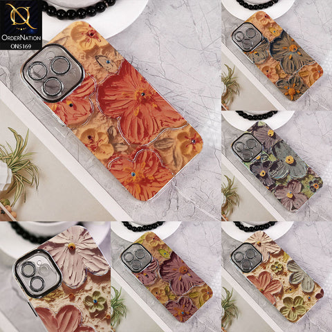 iPhone 15 Pro Cover - Design4 -New Shiny Holographic Floral Design With Stylish Camera Lens Protection Soft Border Case