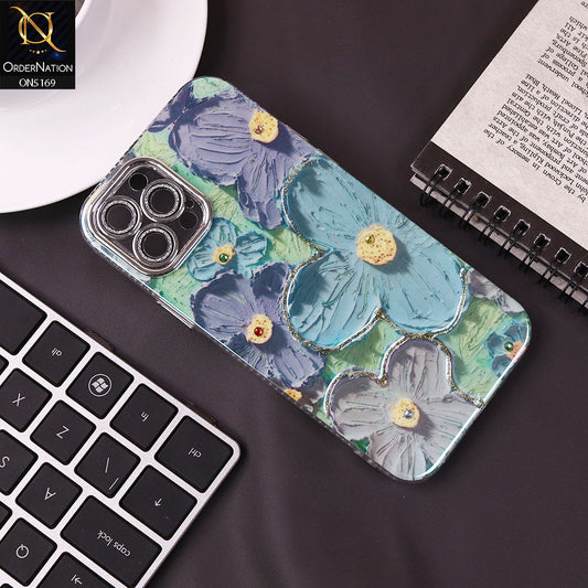 iPhone 11 Pro Cover - Design3 -New Shiny Holographic Floral Design With Stylish Camera Lens Protection Soft Border Case