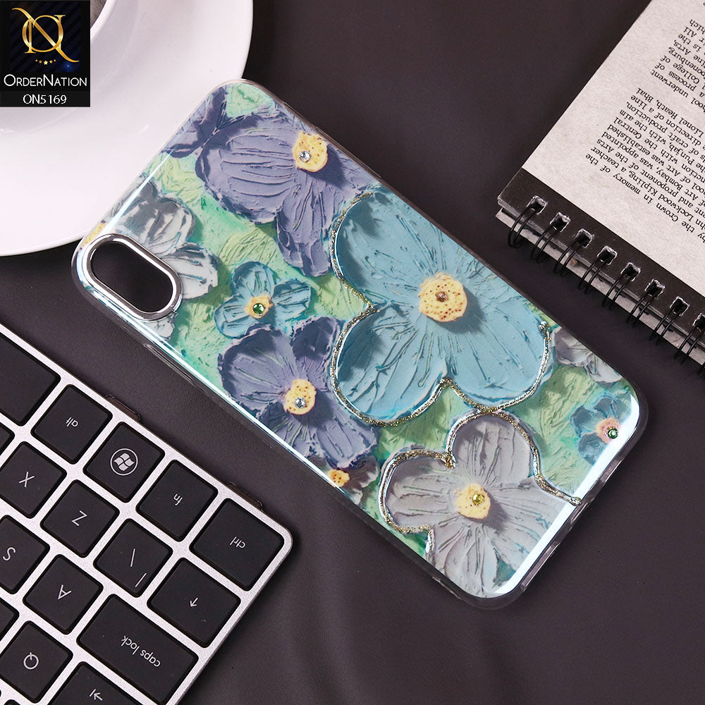 iPhone XS Max Cover - Design3 -New Shiny Holographic Floral Design With Stylish Camera Lens Protection Soft Border Case