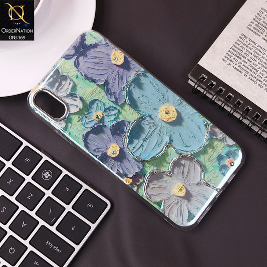 iPhone XS Max Cover - Design3 -New Shiny Holographic Floral Design With Stylish Camera Lens Protection Soft Border Case