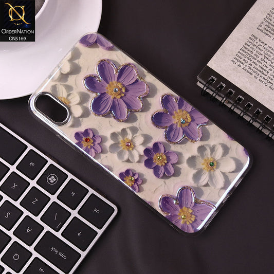 iPhone XS Max Cover - Design6 -New Shiny Holographic Floral Design With Stylish Camera Lens Protection Soft Border Case
