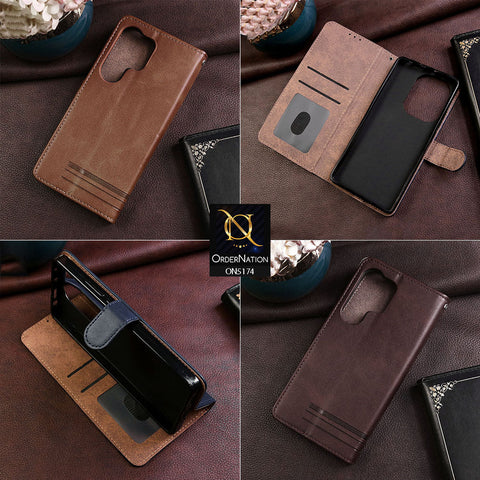 Samsung Galaxy A35 Cover - Light Brown -  Premium Magnetic Leather Wallet Flip book Card Slots Soft Case