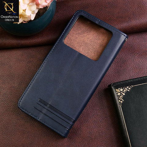 Infinix Note 40 Pro Plus Cover - Blue -  Premium Magnetic Leather Wallet Flip book Card Slots Soft Case