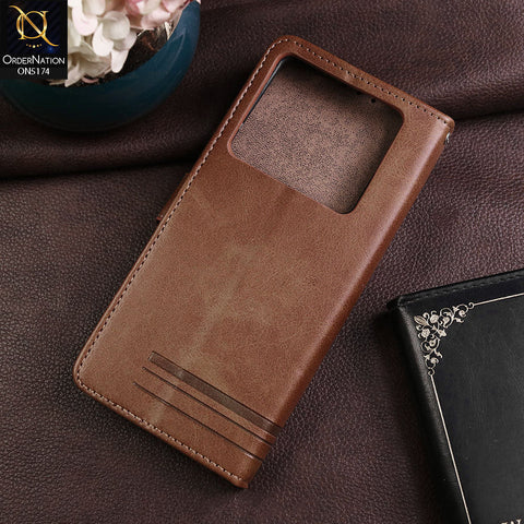 Infinix Note 40 Pro Plus Cover - Light Brown -  Premium Magnetic Leather Wallet Flip book Card Slots Soft Case