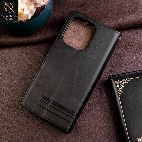 Xiaomi Redmi Note 13 Cover - Black -  Premium Magnetic Leather Wallet Flip book Card Slots Soft Case