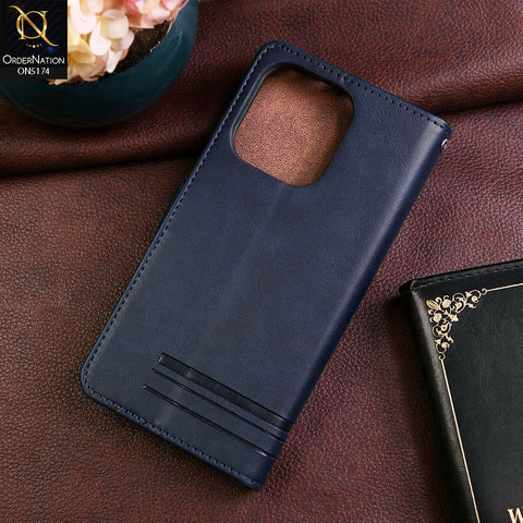 Xiaomi Redmi Note 13 Cover - Blue -  Premium Magnetic Leather Wallet Flip book Card Slots Soft Case