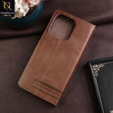 Xiaomi Redmi Note 13 Cover - Light Brown -  Premium Magnetic Leather Wallet Flip book Card Slots Soft Case