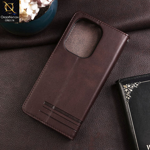 Xiaomi Redmi Note 13 Pro 4G Cover - Dark Brown -  Premium Magnetic Leather Wallet Flip book Card Slots Soft Case