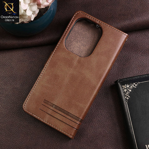 Xiaomi Redmi Note 13 Pro 4G Cover - Light Brown -  Premium Magnetic Leather Wallet Flip book Card Slots Soft Case