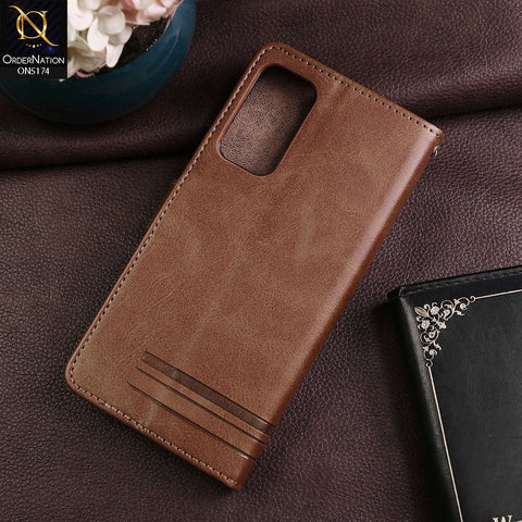 Samsung Galaxy A15 4G Cover - Light Brown -  Premium Magnetic Leather Wallet Flip book Card Slots Soft Case