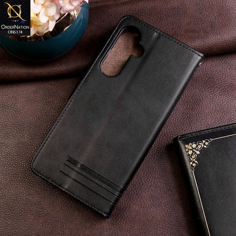 Samsung Galaxy A25 5G Cover - Black -  Premium Magnetic Leather Wallet Flip book Card Slots Soft Case