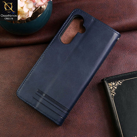 Samsung Galaxy A25 5G Cover - Blue -  Premium Magnetic Leather Wallet Flip book Card Slots Soft Case