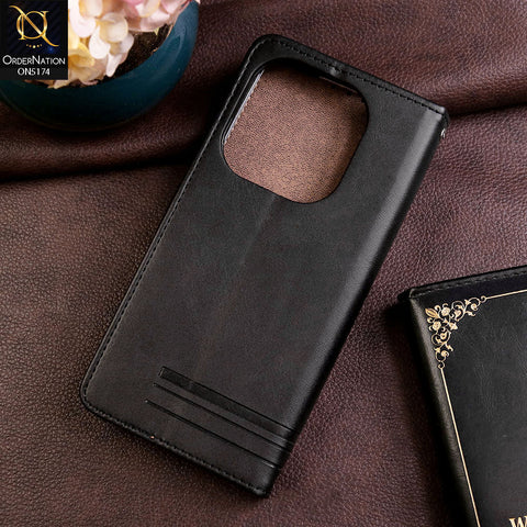 Itel P55 4G Cover - Black - Premium Magnetic Leather Wallet Flip book Card Slots Soft Case