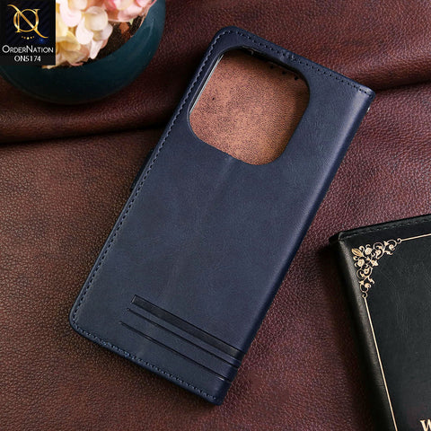 Tecno Pop 8 Cover - Blue - Premium Magnetic Leather Wallet Flip book Card Slots Soft Case