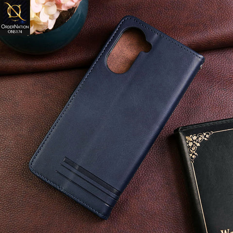 Vivo Y03 Cover - Blue - Premium Magnetic Leather Wallet Flip book Card Slots Soft Case