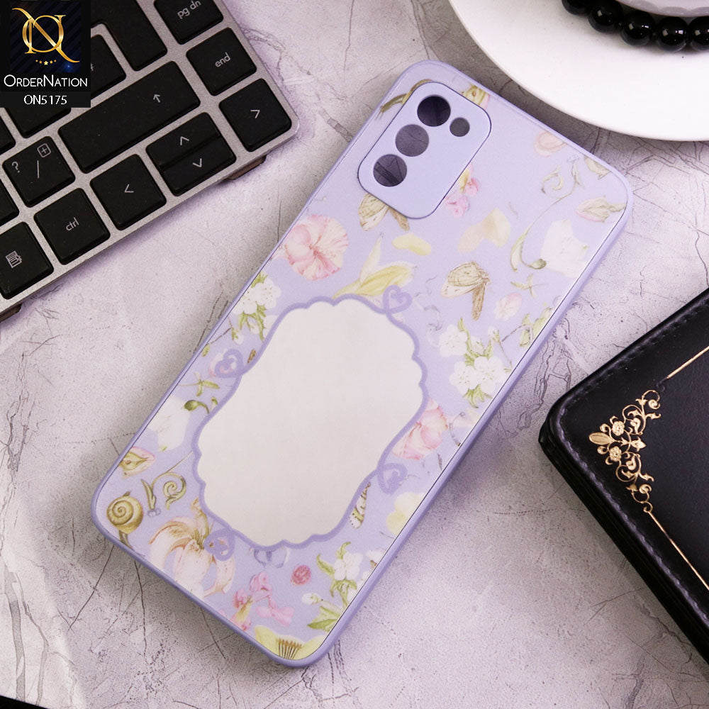 Samsung Galaxy M02s Cover - Purple - Trendy Printed Spring Floral Design Mirror Soft Border Case With Camera Protection