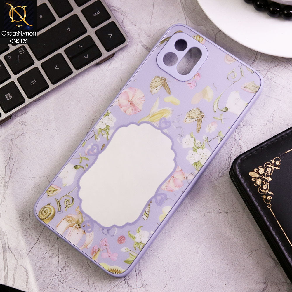 Oppo A16K Cover - Purple - Trendy Printed Spring Floral Design Mirror Soft Border Case With Camera Protection