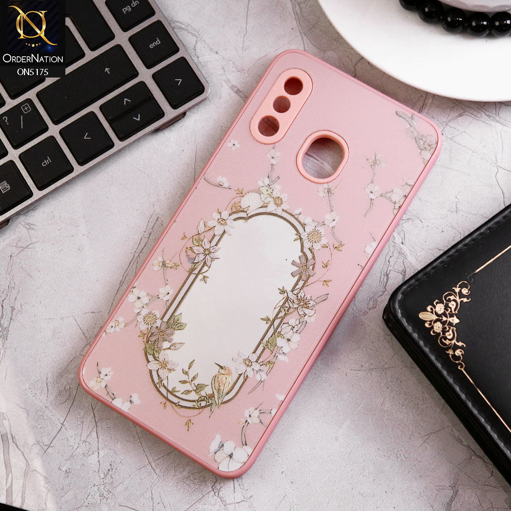 Samsung Galaxy M10s Cover - Pink - Trendy Printed Spring Floral Design Mirror Soft Border Case With Camera Protection