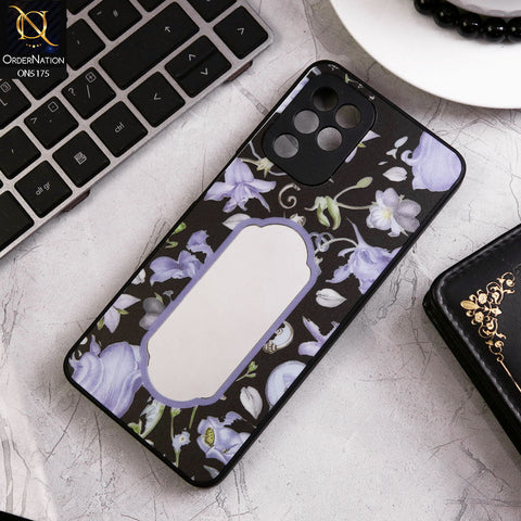 Samsung Galaxy A22 Cover - Black - Trendy Printed Spring Floral Design Mirror Soft Border Case With Camera Protection