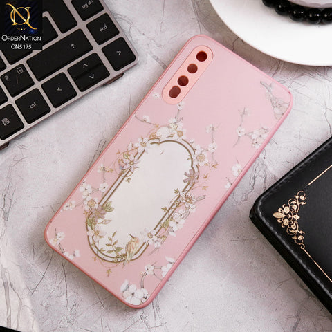 Samsung Galaxy A30s Cover - Pink - Trendy Printed Spring Floral Design Mirror Soft Border Case With Camera Protection