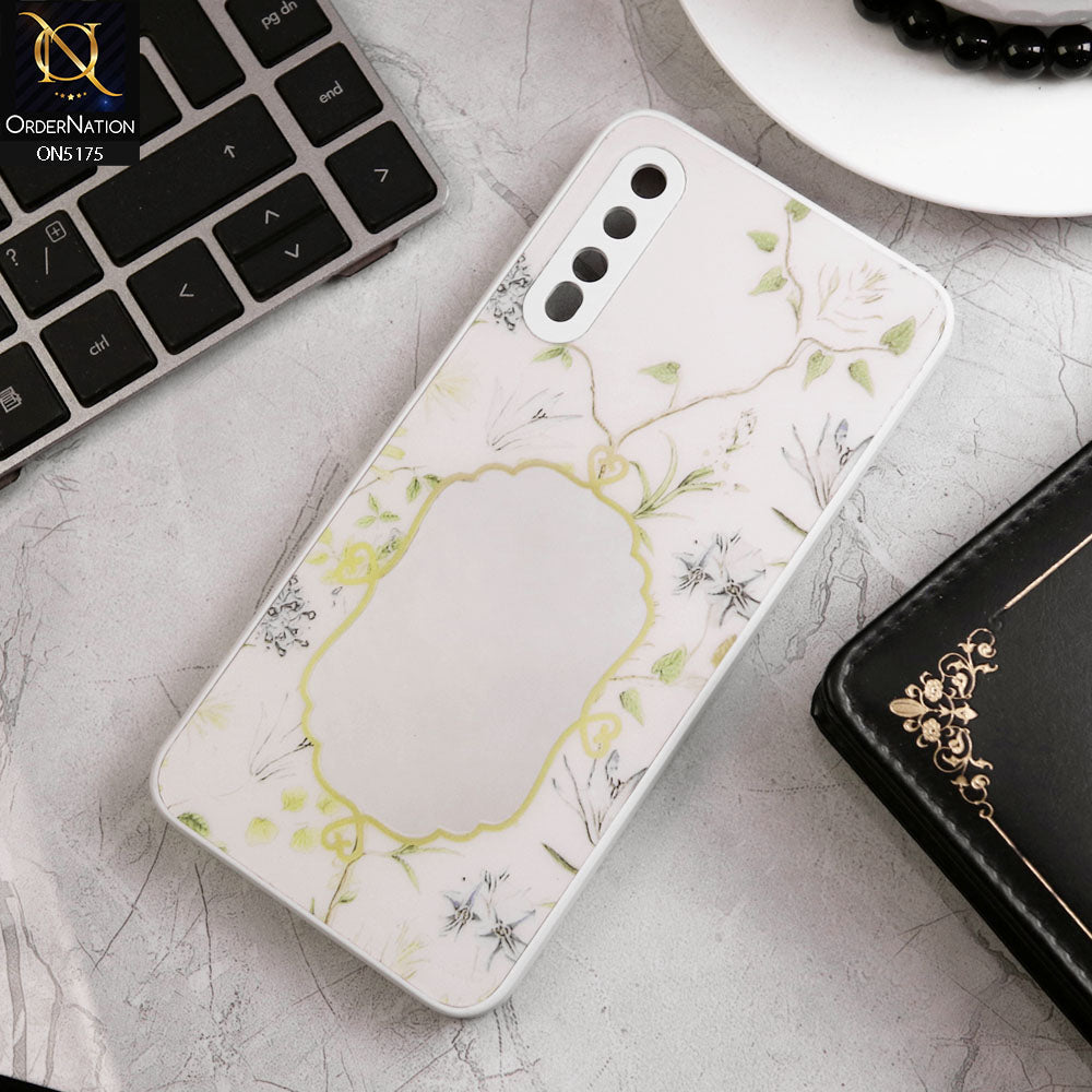 Samsung Galaxy A30s Cover - White - Trendy Printed Spring Floral Design Mirror Soft Border Case With Camera Protection