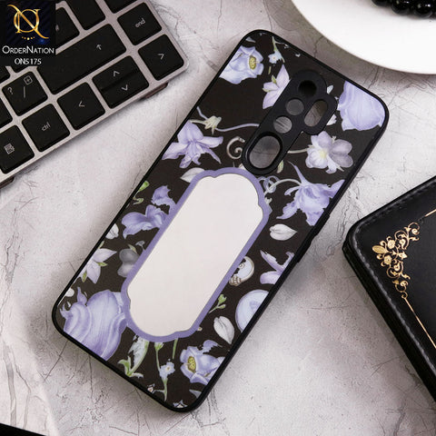 Oppo A9 2020 Cover - Black - Trendy Printed Spring Floral Design Mirror Soft Border Case With Camera Protection