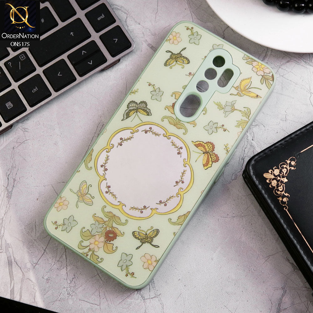 Oppo A9 2020 Cover - Green - Trendy Printed Spring Floral Design Mirror Soft Border Case With Camera Protection