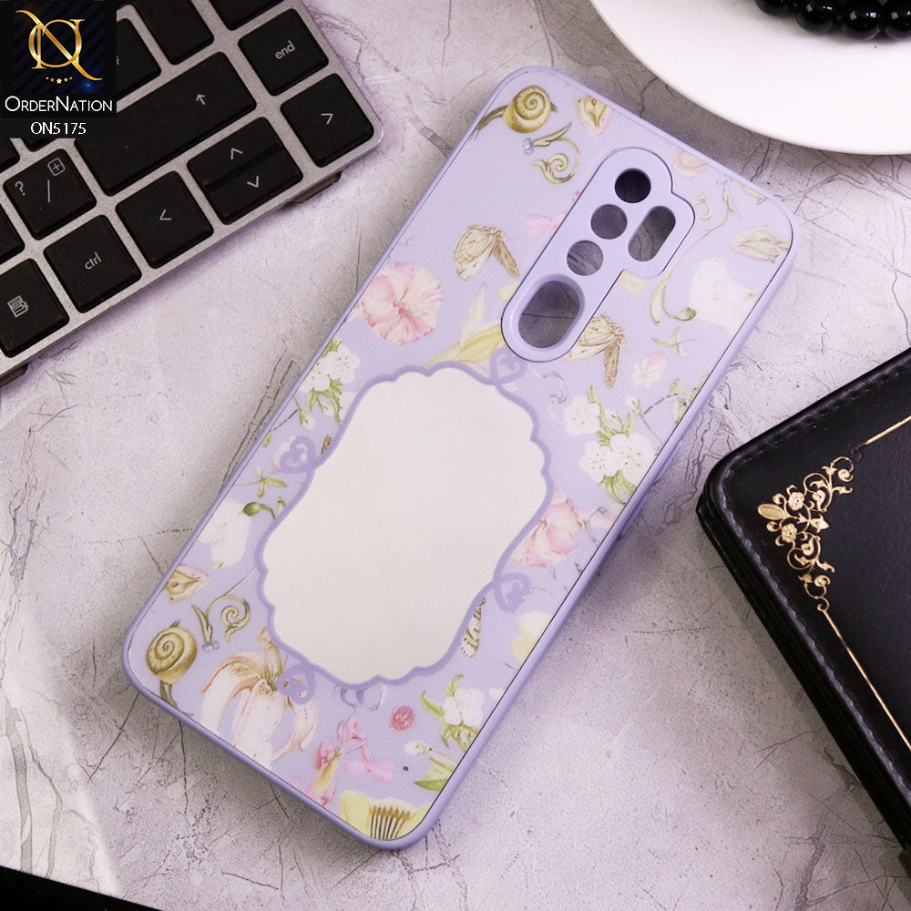 Oppo A9 2020 Cover - Purple - Trendy Printed Spring Floral Design Mirror Soft Border Case With Camera Protection