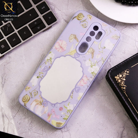 Oppo A9 2020 Cover - Purple - Trendy Printed Spring Floral Design Mirror Soft Border Case With Camera Protection