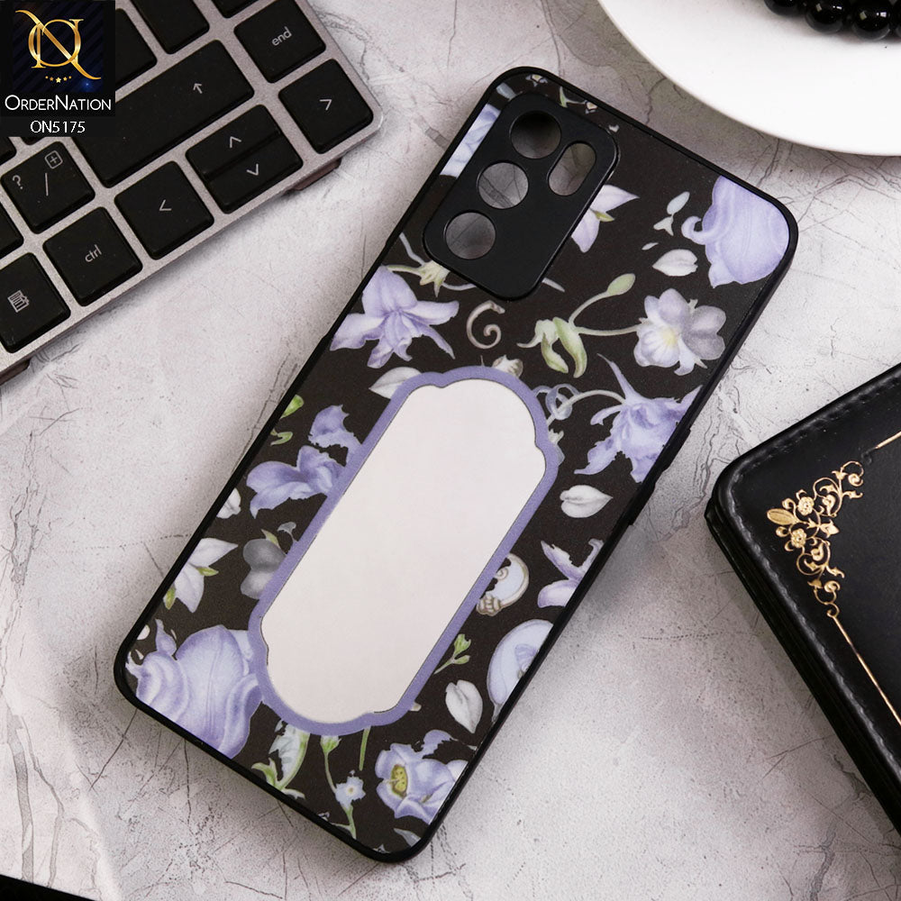 Oppo A54s Cover - Black - Trendy Printed Spring Floral Design Mirror Soft Border Case With Camera Protection