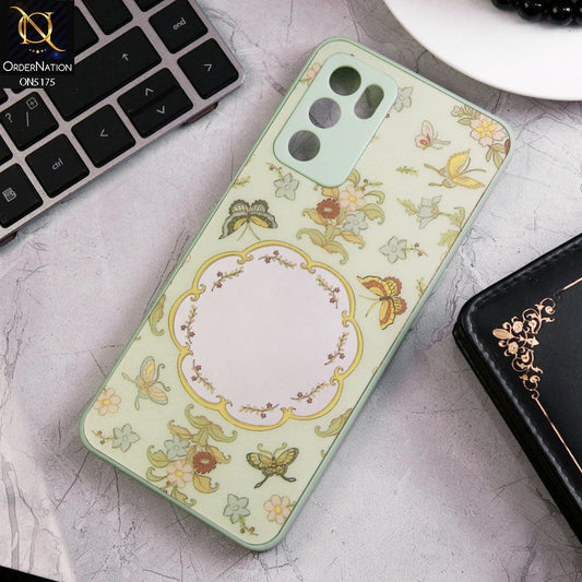 Oppo A54s Cover - Green - Trendy Printed Spring Floral Design Mirror Soft Border Case With Camera Protection