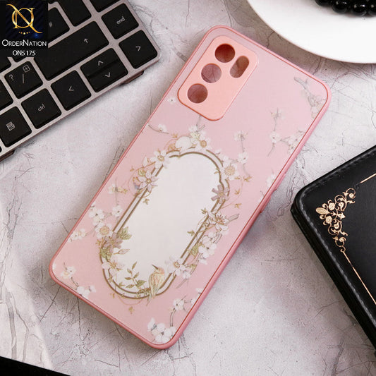 Oppo A54s Cover - Pink - Trendy Printed Spring Floral Design Mirror Soft Border Case With Camera Protection