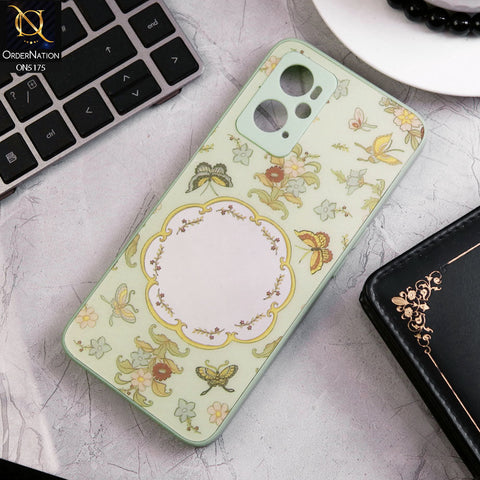 Oppo A96 4G Cover - Green - Trendy Printed Spring Floral Design Mirror Soft Border Case With Camera Protection
