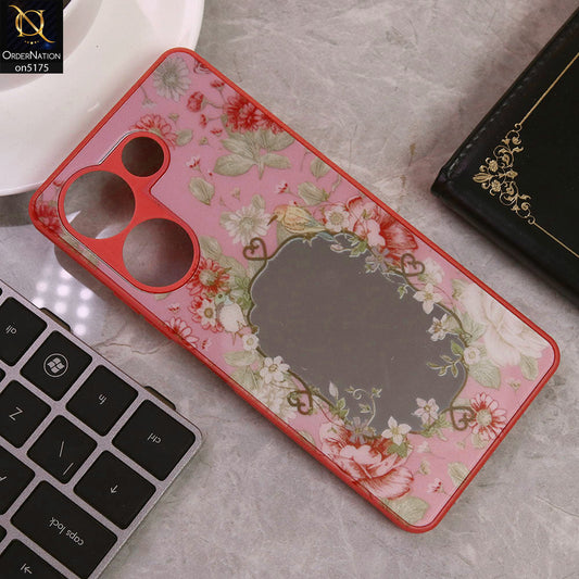 Tecno Camon 20 Pro Cover - Dark Pink - Trendy Printed Spring Floral Design Mirror Soft Border Case With Camera Protection