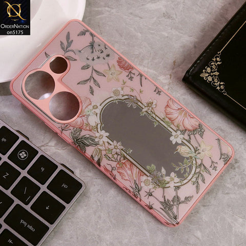 Tecno Camon 20 Pro Cover - Pink - Trendy Printed Spring Floral Design Mirror Soft Border Case With Camera Protection