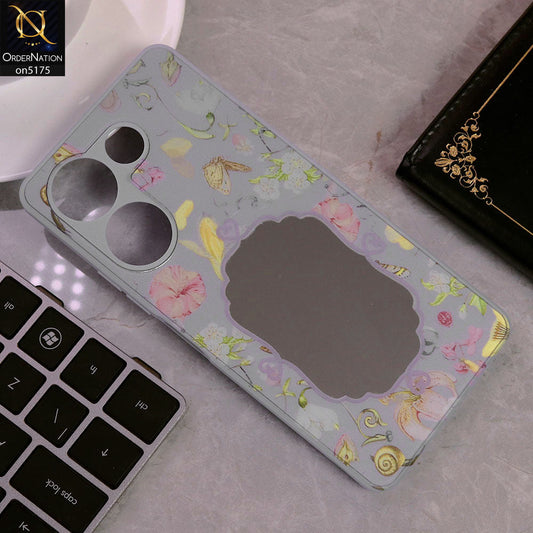 Tecno Camon 20 Pro Cover - Purple - Trendy Printed Spring Floral Design Mirror Soft Border Case With Camera Protection