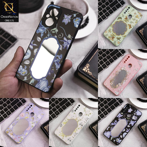 Oppo Reno 7 4G Cover - Purple - Trendy Printed Spring Floral Design Mirror Soft Border Case With Camera Protection