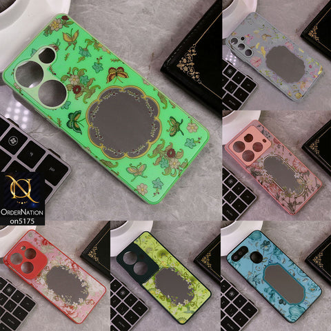 Samsung Galaxy A14 5G Cover - Blue - Trendy Printed Spring Floral Design Mirror Soft Border Case With Camera Protection