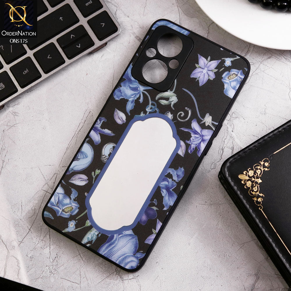Oppo A96 5G Cover - Black - Trendy Printed Spring Floral Design Mirror Soft Border Case With Camera Protection