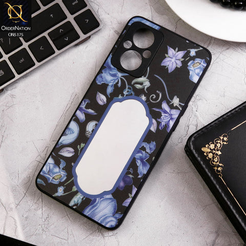 Oppo A96 5G Cover - Black - Trendy Printed Spring Floral Design Mirror Soft Border Case With Camera Protection