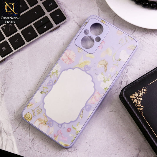 Oppo Reno 7 Z 5G Cover - Purple - Trendy Printed Spring Floral Design Mirror Soft Border Case With Camera Protection
