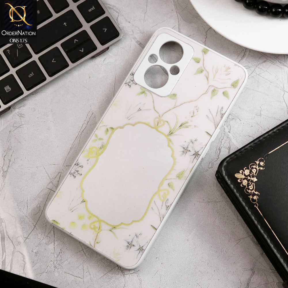 Oppo Reno 8 Z Cover - White - Trendy Printed Spring Floral Design Mirror Soft Border Case With Camera Protection