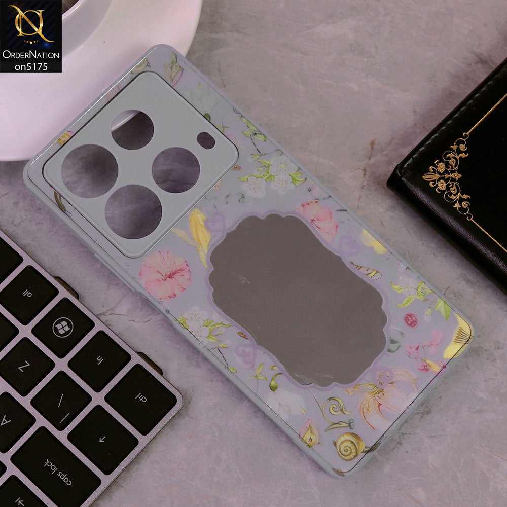 Infinix Note 40 Cover - Purple - Trendy Printed Spring Floral Design Mirror Soft Border Case With Camera Protection
