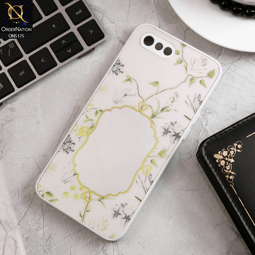 Oppo A1K Cover - White - Trendy Printed Spring Floral Design Mirror Soft Border Case With Camera Protection