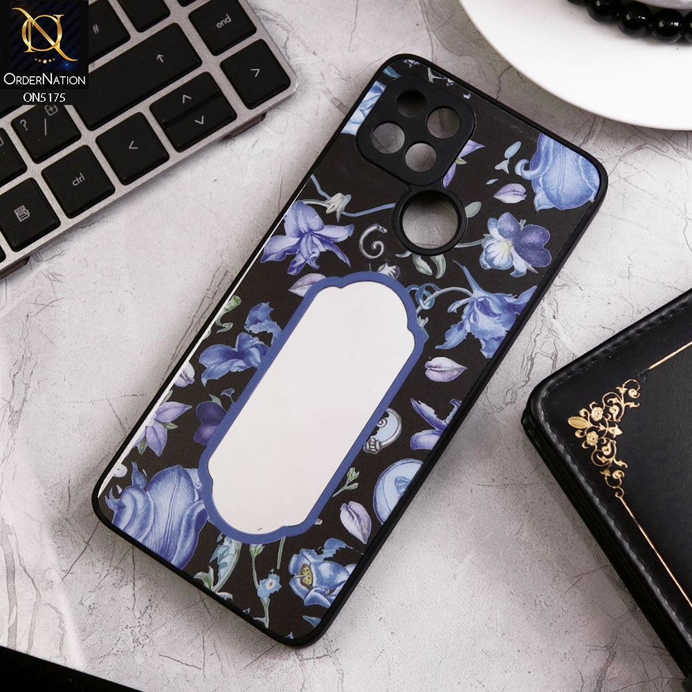 Oppo A15 Cover - Black - Trendy Printed Spring Floral Design Mirror Soft Border Case With Camera Protection