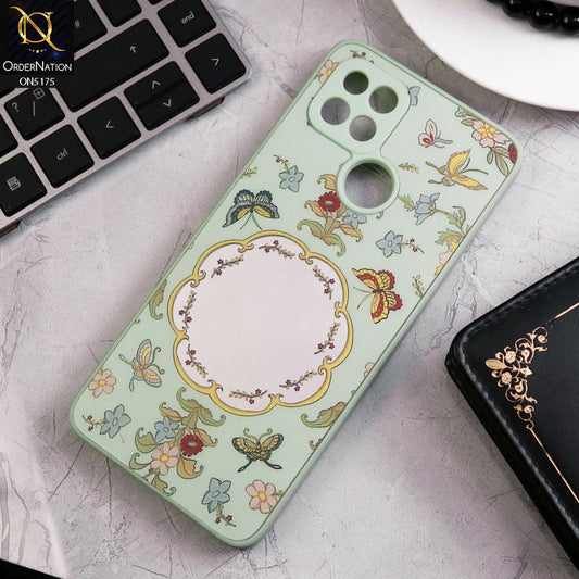 Oppo A15 Cover - Green - Trendy Printed Spring Floral Design Mirror Soft Border Case With Camera Protection