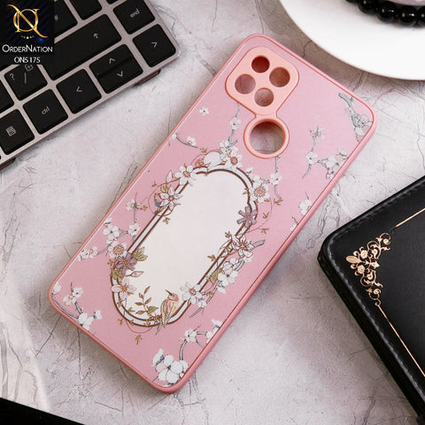Oppo A15 Cover - Pink - Trendy Printed Spring Floral Design Mirror Soft Border Case With Camera Protection